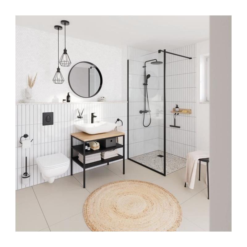 Mitigeur lavabo monocommande GROHE Start - Noir mat - Taille M - Bec moyen - Économisez de l'eau