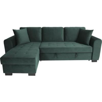 Canapé d'angle convertible HAMILTON 4 places - Velours vert - Design et pratique!