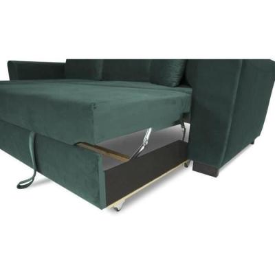 Canapé d'angle convertible HAMILTON 4 places - Velours vert - Design et pratique!