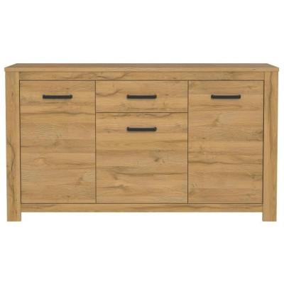Buffet bas chêne vieilli HAVANNA - Classique - L 161 cm