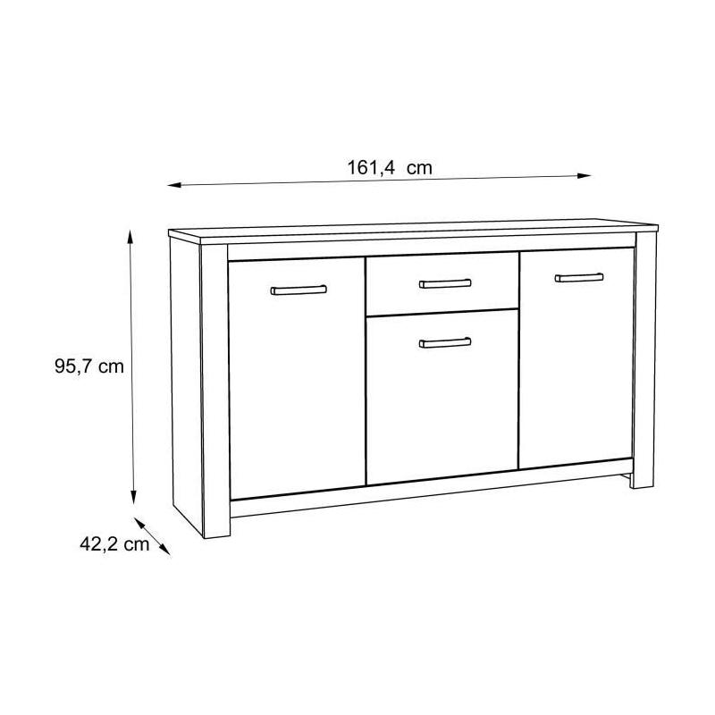 Buffet bas chêne vieilli HAVANNA - Classique - L 161 cm
