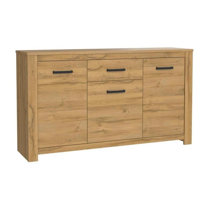 Buffet bas chêne vieilli HAVANNA - Classique - L 161 cm