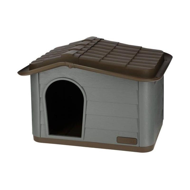 Niche extérieure pour chats ou chiens Taille M - Design moderne - Gris & marron