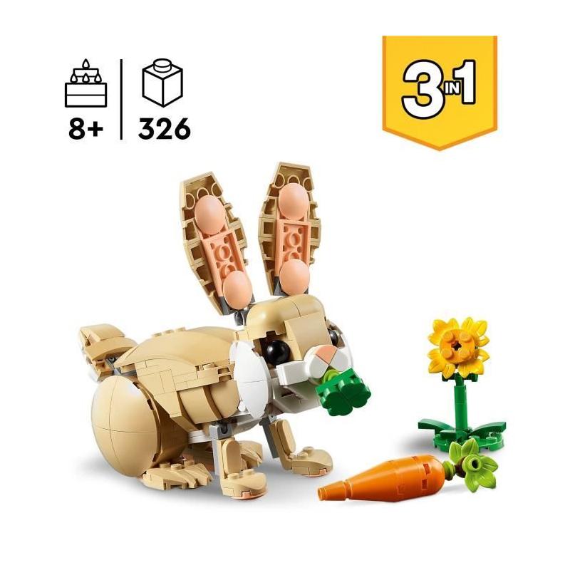LEGO Creator 31162 3-en-1 L'adorable lapin - Pour les filles de 8 ans