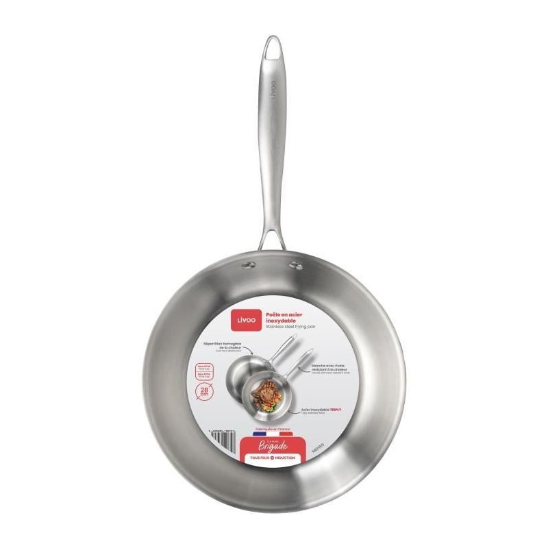 Poêle 28 cm inox Triply MEP159 - LIVOO: Made in France, Tous feux