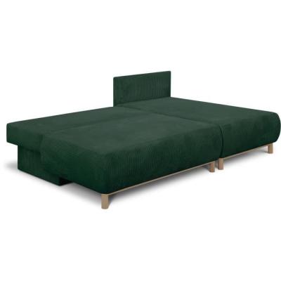 Canapé d'angle convertible 3 places MIKA - Velours côtelé vert foncé
