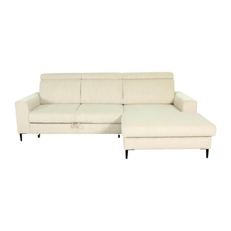Canapé d'angle convertible 4 places NIZZA Velours Beige