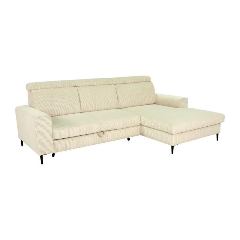 Canapé d'angle convertible 4 places NIZZA Velours Beige