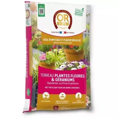 Terreau bio pour plantes fleuries et géraniums - Or Brun - 35 L