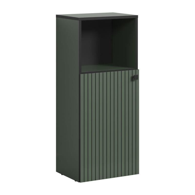 Meuble bas de salle de bain tendance - Vert sauge et noir