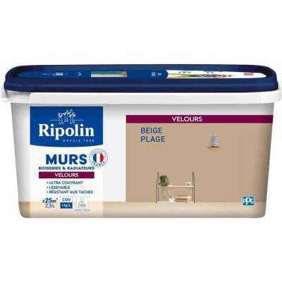 Peinture déco : RIPOLIN - Beige plage - Velours - 2,5 L