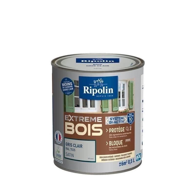 RIPOLIN Peinture Bois Satin Haute Protection 10 ans - Gris clair