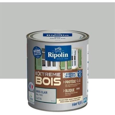 RIPOLIN Peinture Bois Satin Haute Protection 10 ans - Gris clair