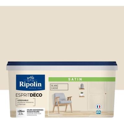 Peinture RIPOLIN Blanc Cassé Satinée 2,5L pour Toutes Pièces