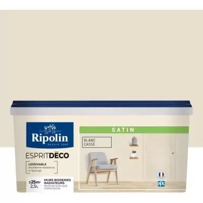 Peinture RIPOLIN Blanc Cassé Satinée 2,5L pour Toutes Pièces