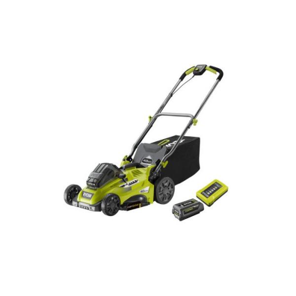 RYOBI - Tondeuse poussée 36V - Ø coupe 40 cm - ramassage et mulching - 1 batterie lithium+ 5,0 Ah et chargeur 1,7 A - RLM36X41