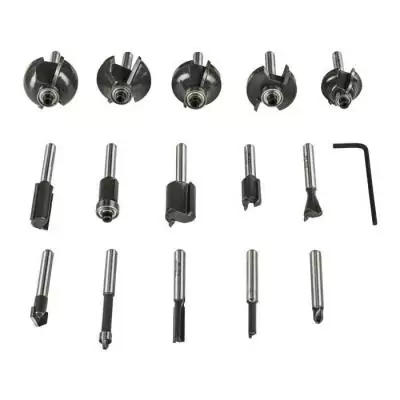 Coffret 15 fraises panachées 6 mm + clé pour défonceuses - RYOBI