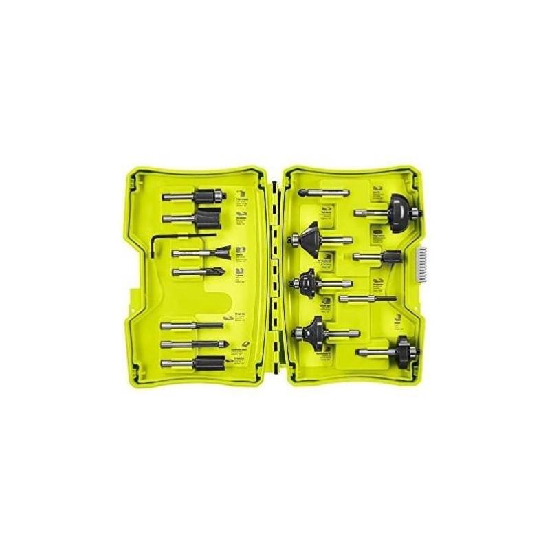 Coffret 15 fraises panachées 6 mm + clé pour défonceuses - RYOBI
