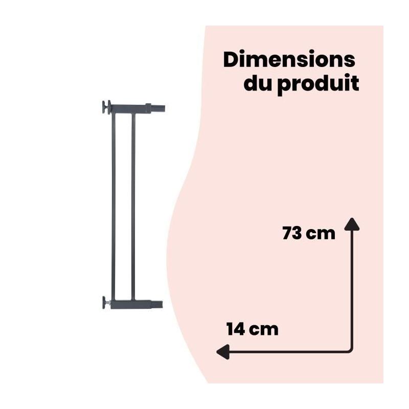 Extension de barrière de sécurité 14 cm - Métal Noir