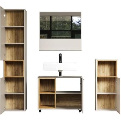 Ensemble Salle de bain Cachemire - Colonne + Miroir + Meuble - L180cm