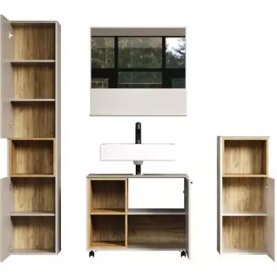 Ensemble Salle de bain Cachemire - Colonne + Miroir + Meuble - L180cm