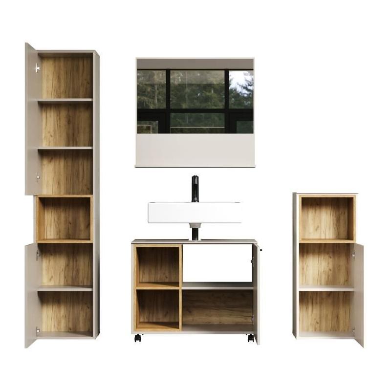 Ensemble Salle de bain Cachemire - Colonne + Miroir + Meuble - L180cm