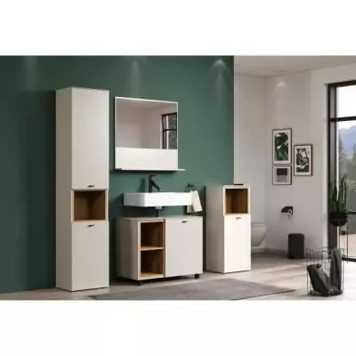 Ensemble Salle de bain Cachemire - Colonne + Miroir + Meuble - L180cm