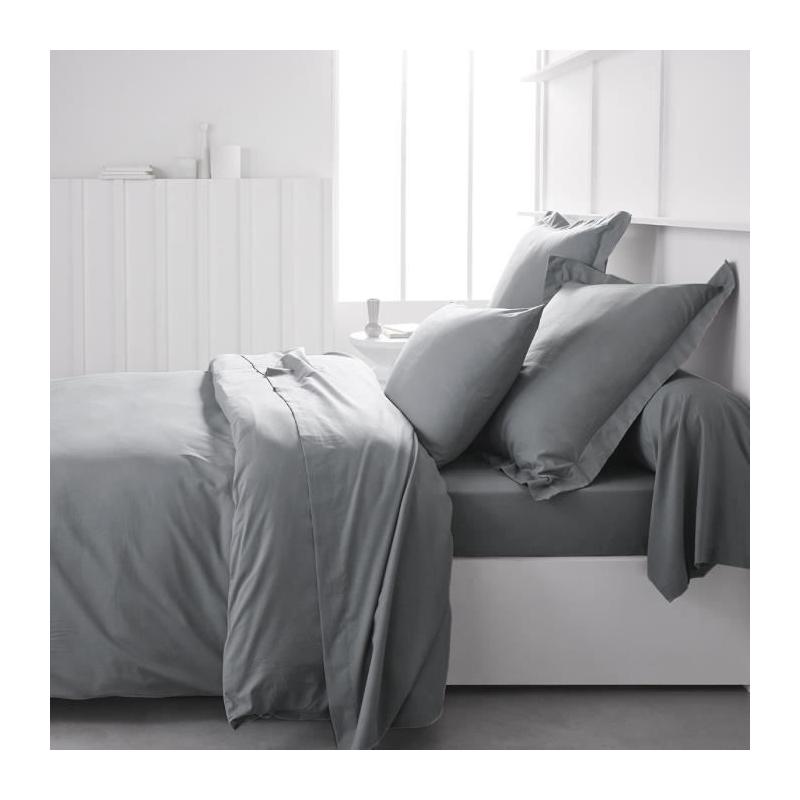 Taie de traversin TODAY Essential 45x185 cm 100% Coton uni - Acier