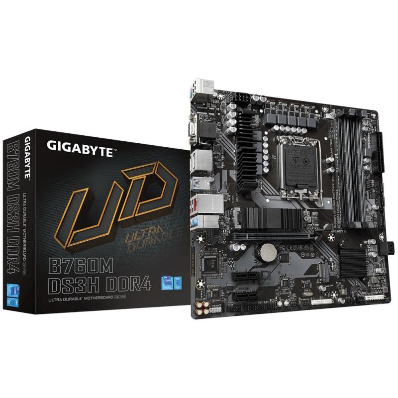 GIGABYTE B760M DS3H DDR4 Carte Mère - Prend en charge les processeurs Intel Core de 14e génération, VRM numérique 6+2+1 phases,
