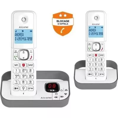 Téléphone fixe sans fil Alcatel F860 voice duo gris - Blocage d'appels