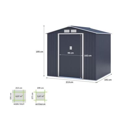 Abri de jardin en métal 4,07m² - MARS - Gris