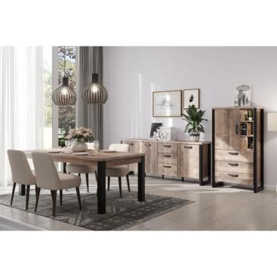 Buffet EMILE: style chic en mélamine chêne brun et noir mat