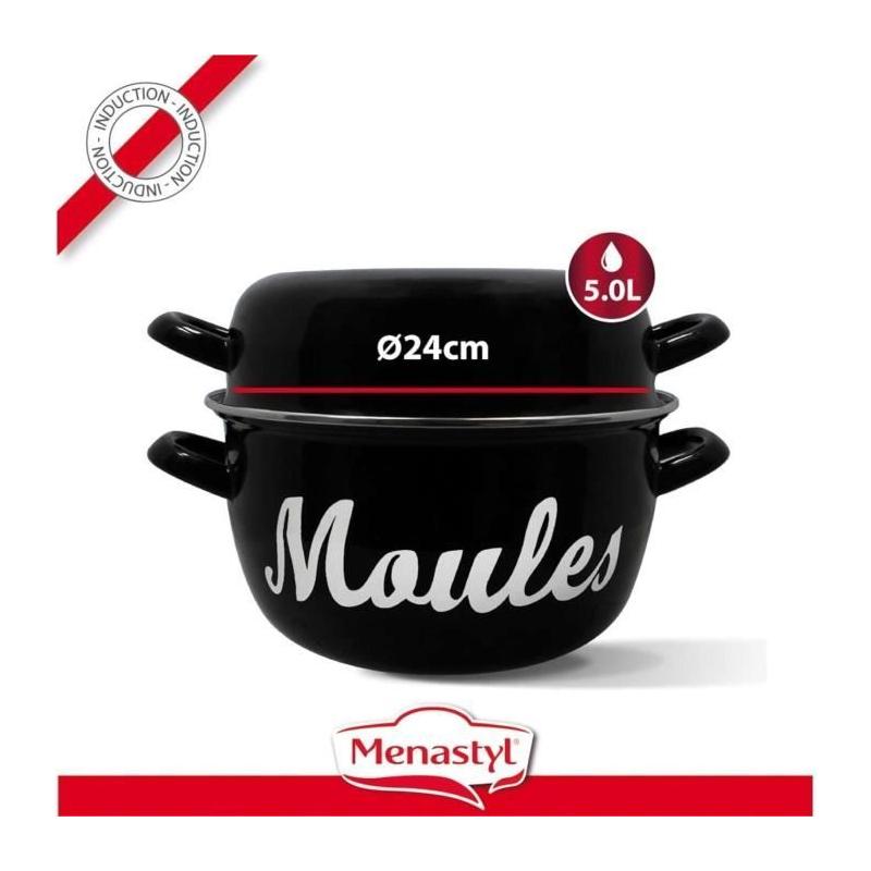 Marmite design MENASTYL 24 cm - Noir émaillé - Induction