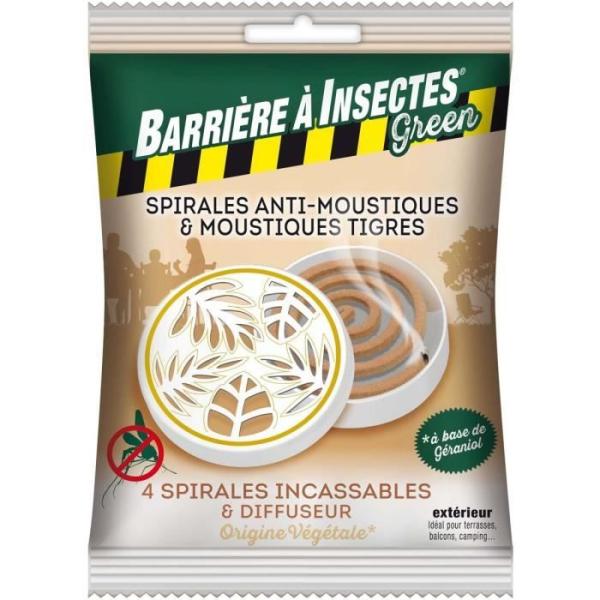Spirales anti-moustiques a base de géraniol - BARRIERE A INSECTES - Diffuseur boitier + 4 spirales