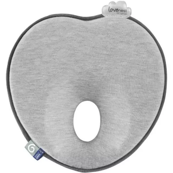 BABYMOOV Support de tete morphologique pour bébé Lovenest Original, coton bio certifié oeko-Tex, lavable en machine, smokey