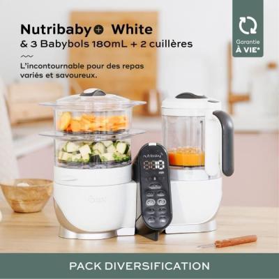 Babymoov Pack Nutribaby(+) Blanc & 3 Babybols 180mL + 2 cuillères - Prêt pour la diversification