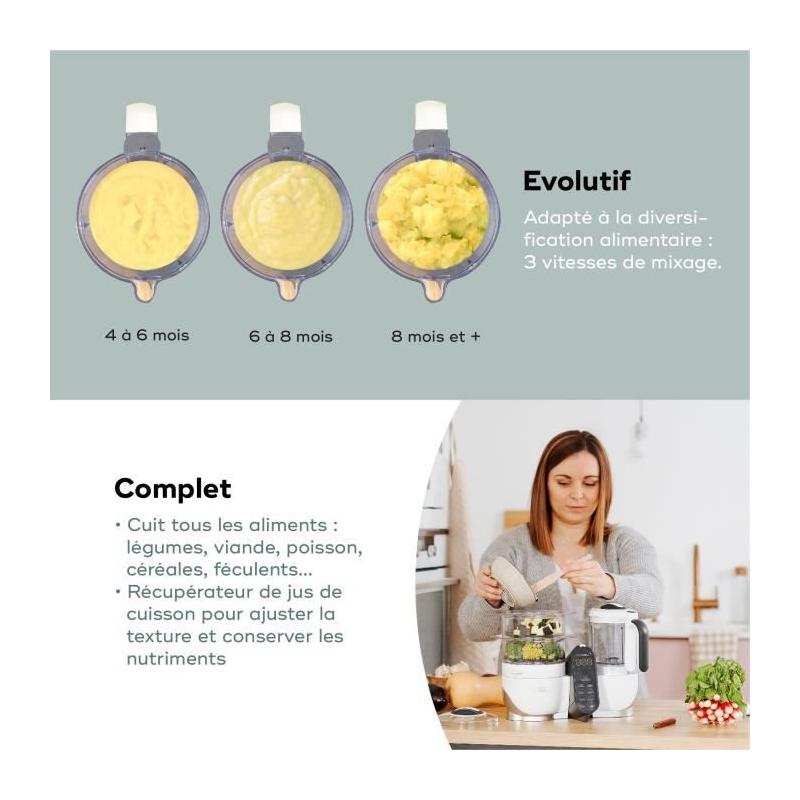 Babymoov Pack Nutribaby(+) Blanc & 3 Babybols 180mL + 2 cuillères - Prêt pour la diversification