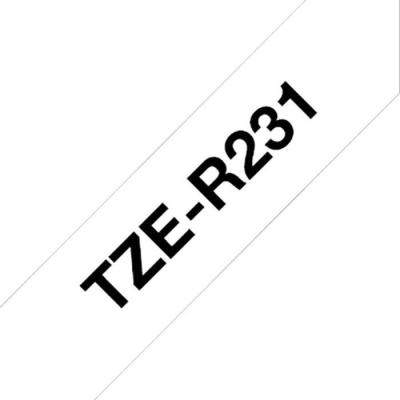 Ruban Brother TZER231 12mm Noir sur Blanc - Qualité supérieure