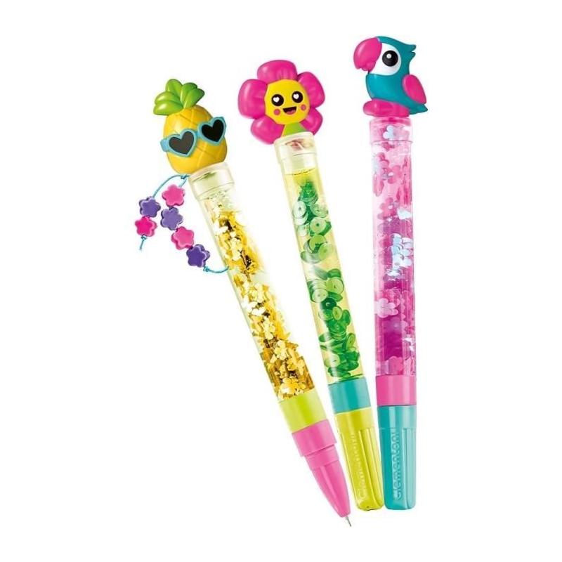 Clementoni - Mini atelier Stylos Tropical - 3 stylos à créer