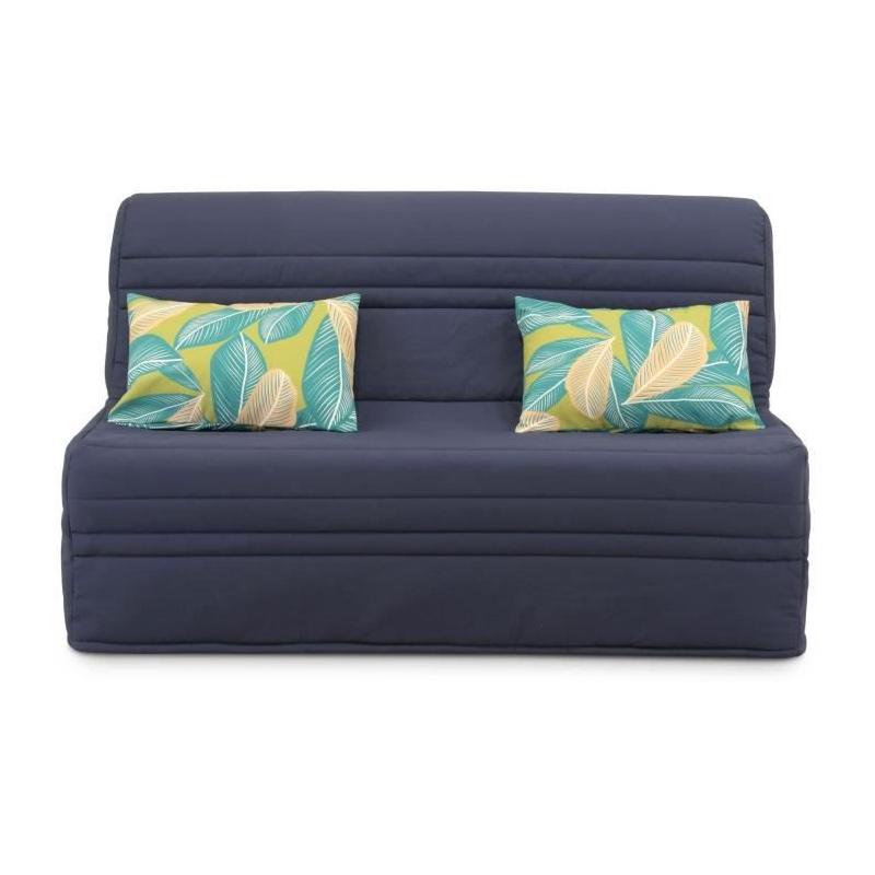 Banquette BZ 2 places Bleu Marine avec Coussins Jungle - Joe