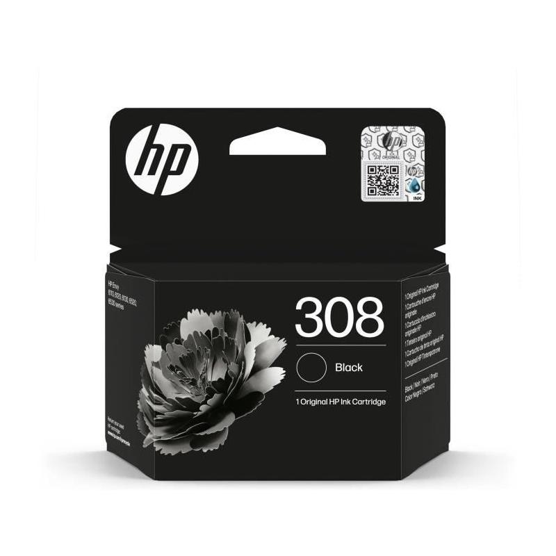 Cartouche d'encre HP 308 noire authentique - Pour HP Envy 6110/6120/6130/6520/6530