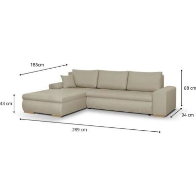 Canapé d'angle convertible réversible avec coffre de rangement - Beige Chic