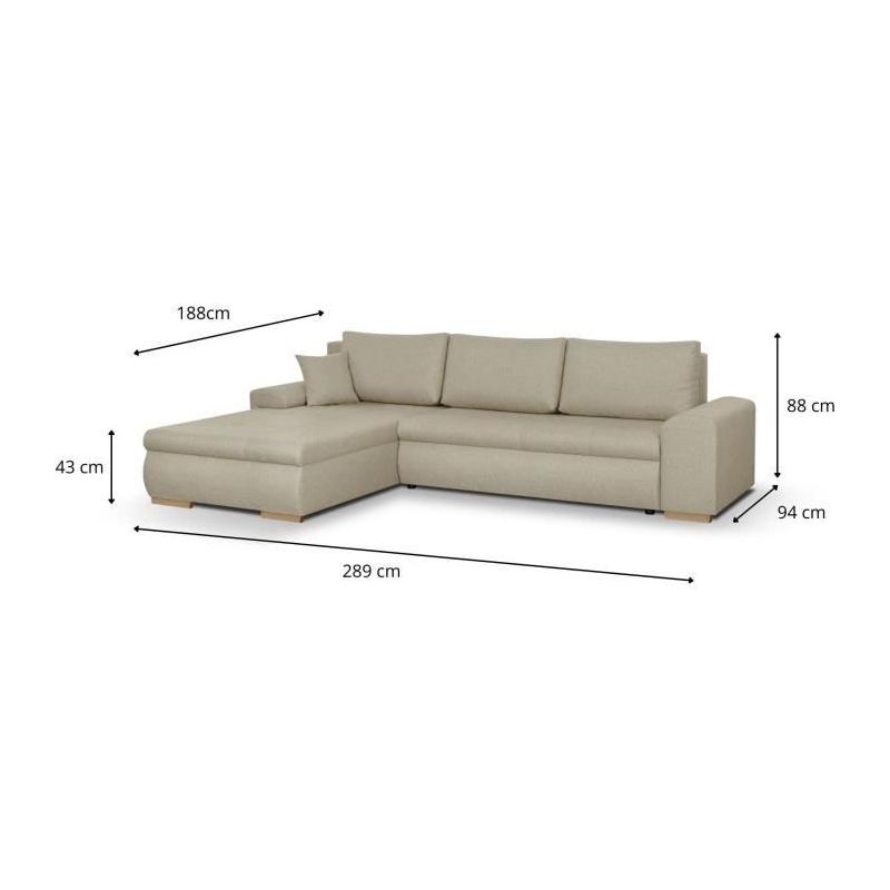 Canapé d'angle convertible réversible avec coffre de rangement - Beige Chic