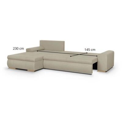 Canapé d'angle convertible réversible avec coffre de rangement - Beige Chic