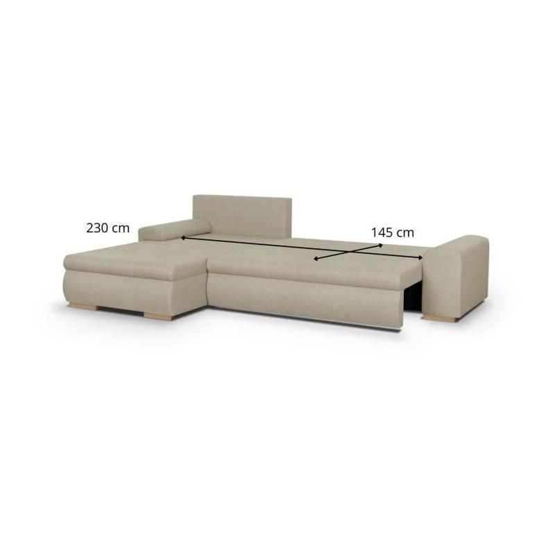 Canapé d'angle convertible réversible avec coffre de rangement - Beige Chic
