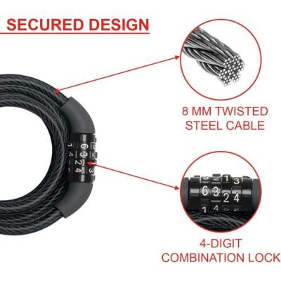 Antivol Vélo MASTER LOCK: Câble de 1,2 m pour une sécurité optimale