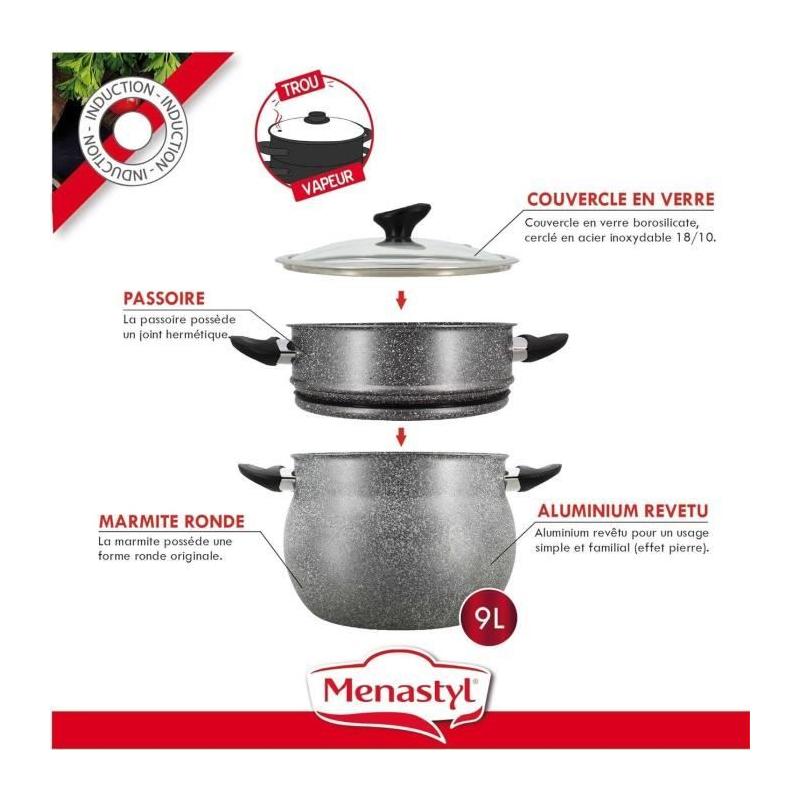 Couscoussier MENASTYL en aluminium effet marbre 9L - Induction