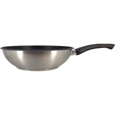 Wok MENASTYL 28 cm en acier inoxydable - Compatible induction