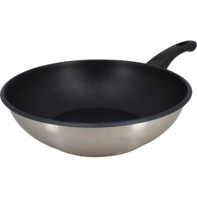 Wok MENASTYL 28 cm en acier inoxydable - Compatible induction
