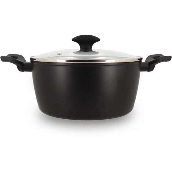 Faitout - MENASTYL - 6020647 - En alumimium forgé - 24 cm - Noir - Tous feux dont induction